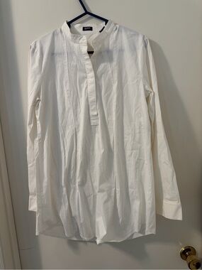 Jil Sander Navy off White Grandad Collar Tunic W Blouse Sz Italian 40 US 4 UGC